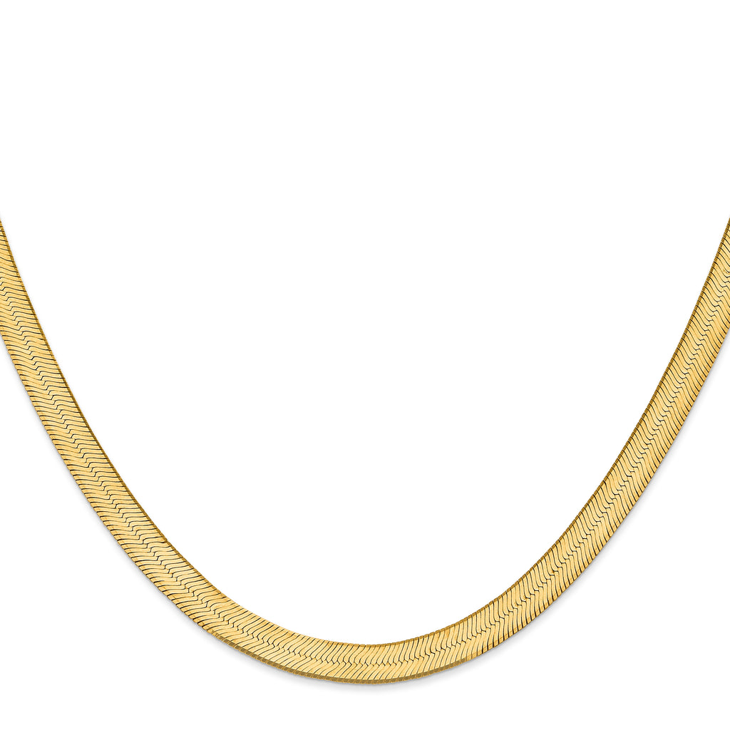 14K 8 inch 6.5mm Silky Herringbone with Lobster Clasp Bracelet