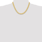 14K Yellow Gold Solid Herringbone Chain Necklace 6.5mm