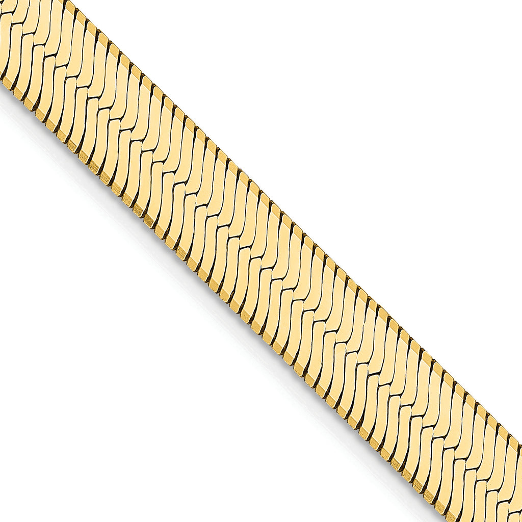 14K 8 inch 6.5mm Silky Herringbone with Lobster Clasp Bracelet