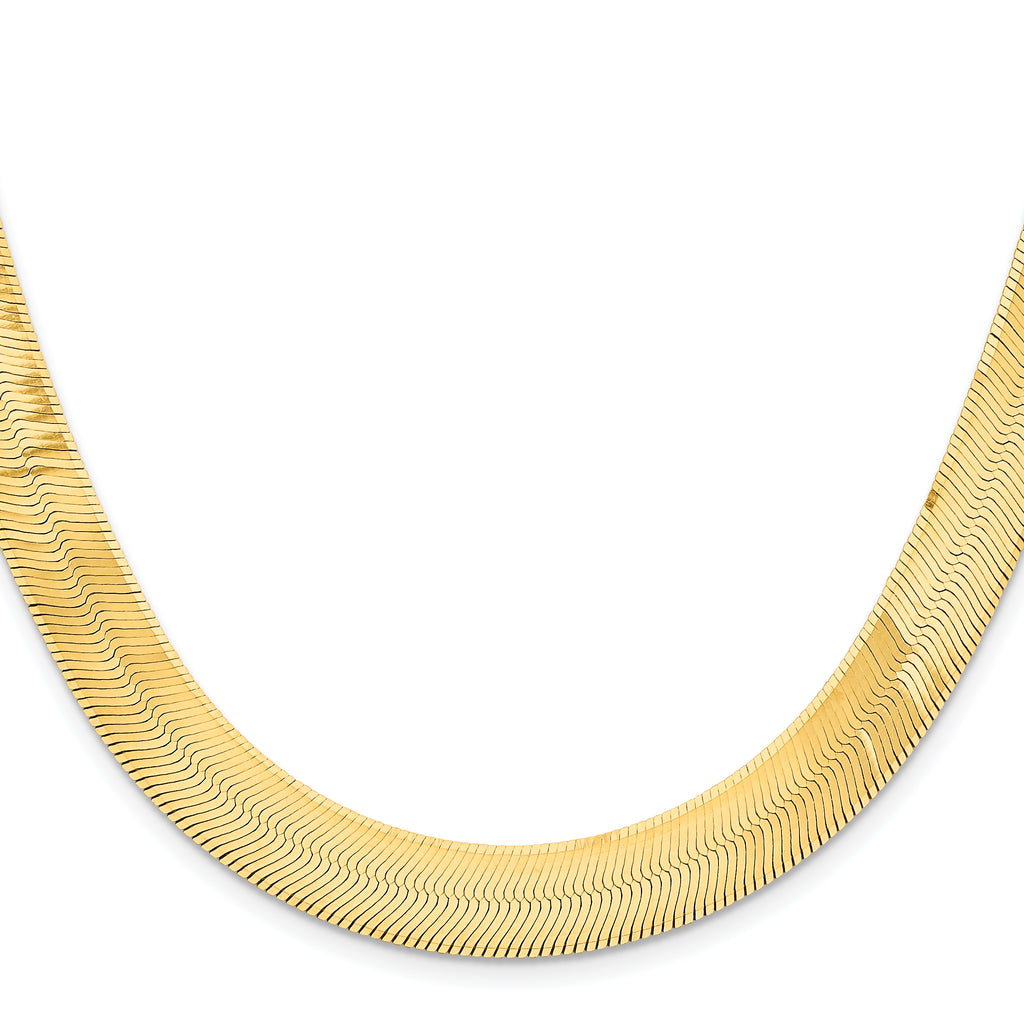 14K 8 inch 10mm Silky Herringbone with Lobster Clasp Bracelet