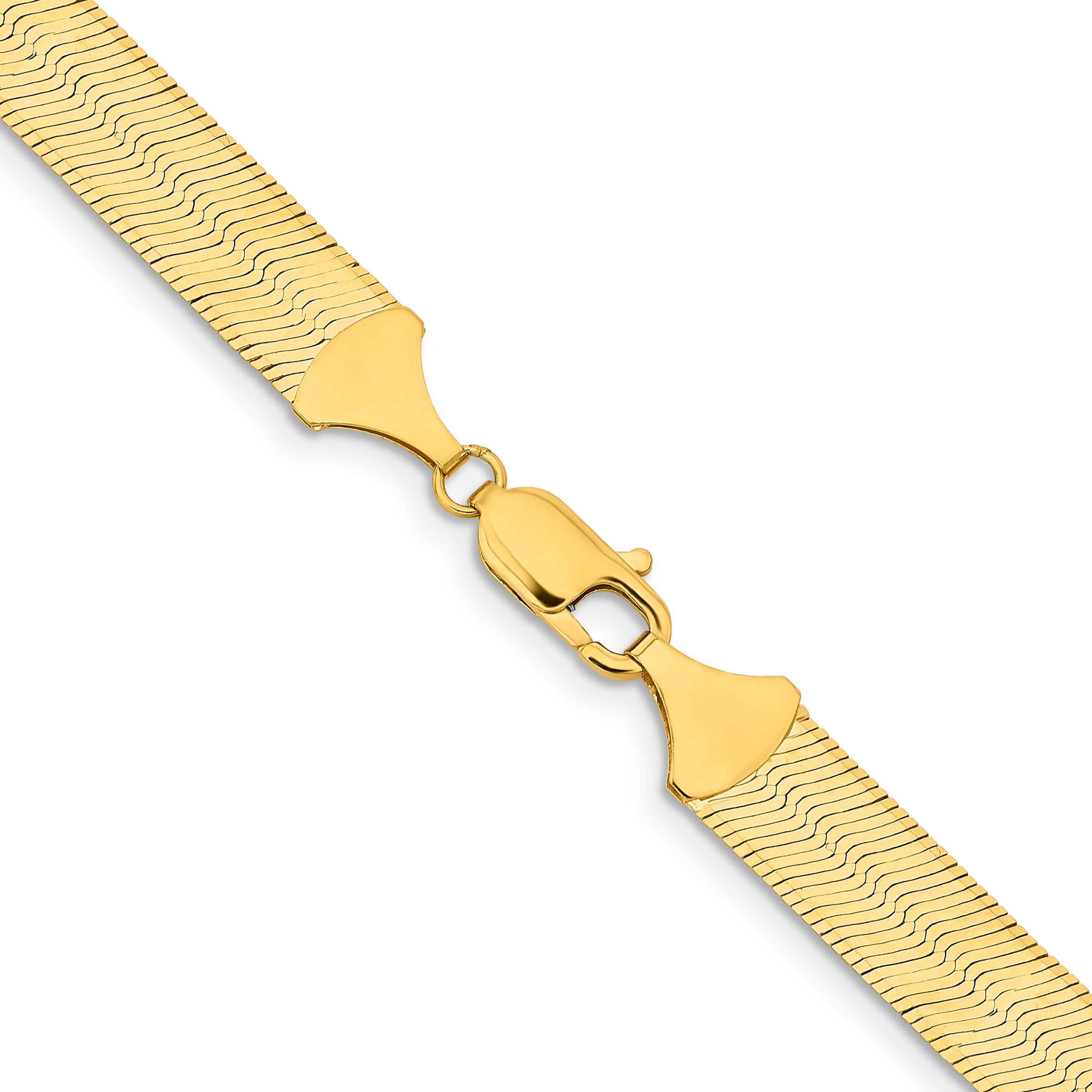 14K Yellow Gold Solid Herringbone Chain Necklace 10mm