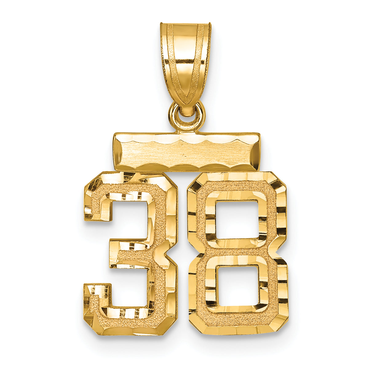 Small Number 38 Charm in 14K Yellow Gold, Diamond-Cut - Sophia Jewelers
