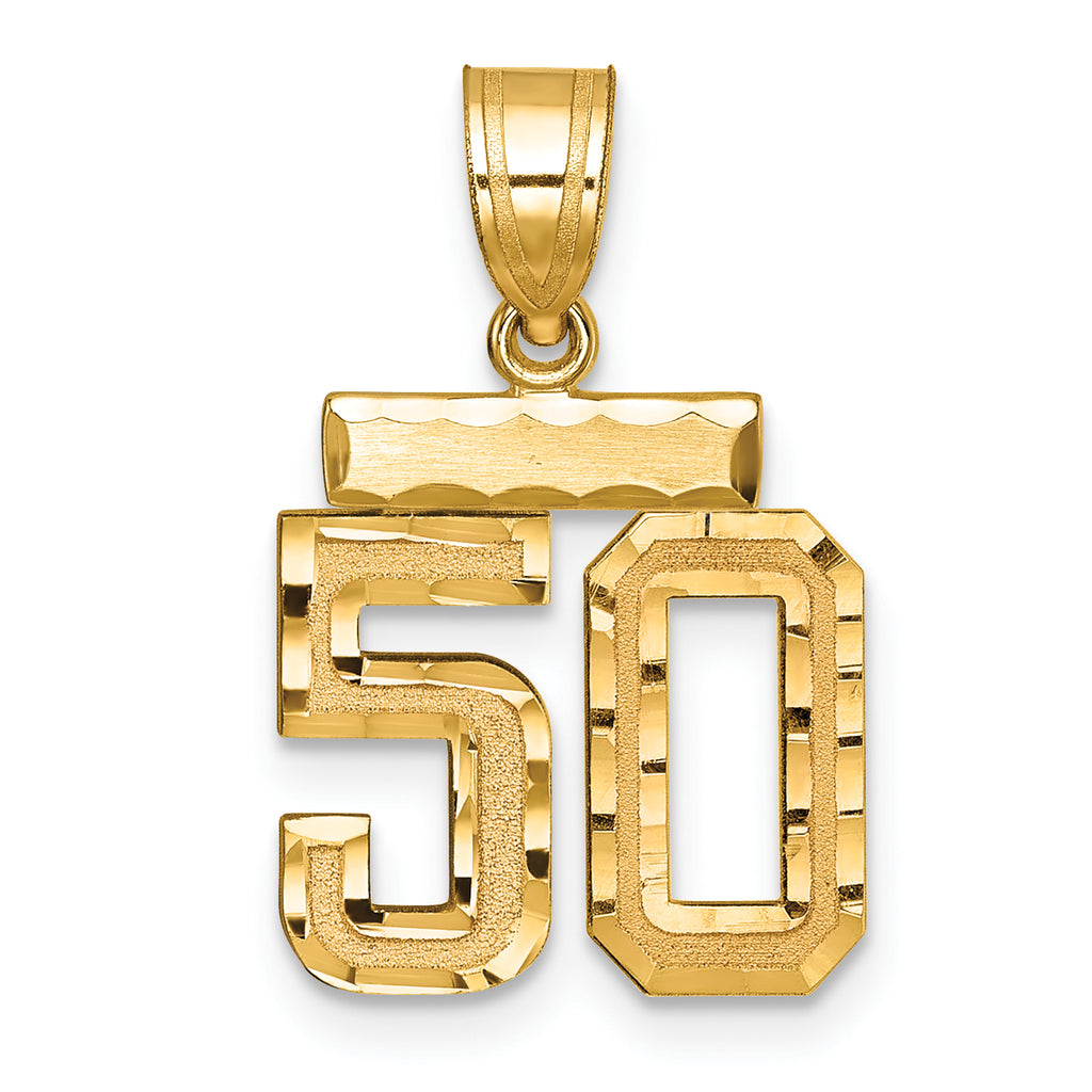 Number 50 Charm in 14K Yellow Gold, Brushed & Diamond-Cut - Sophia Jewelers