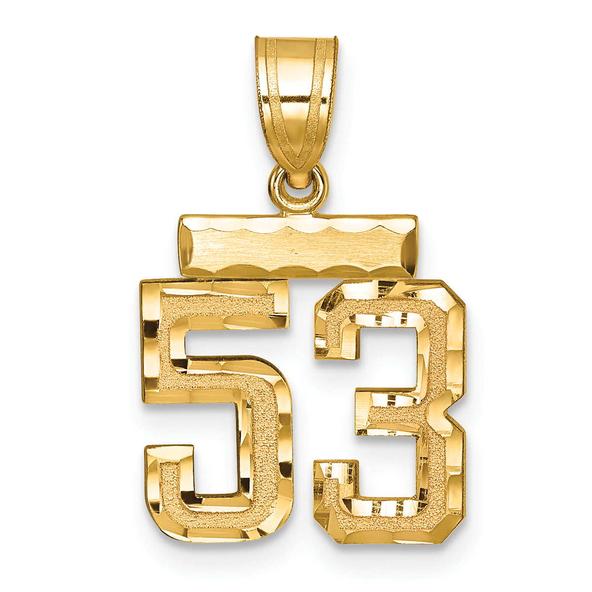 Number 53 Charm in 14K Yellow Gold, Brushed & Diamond-Cut - Sophia Jewelers