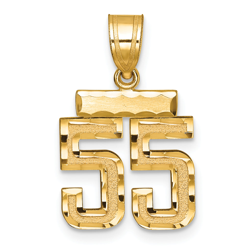 Small Number 55 Charm in 14K Yellow Gold, Diamond-Cut - Sophia Jewelers