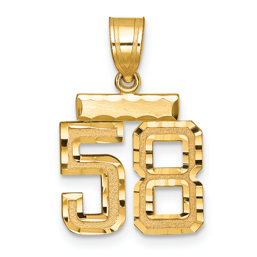 Number 58 Charm in 14K Yellow Gold, Brushed & Diamond-Cut - Sophia Jewelers