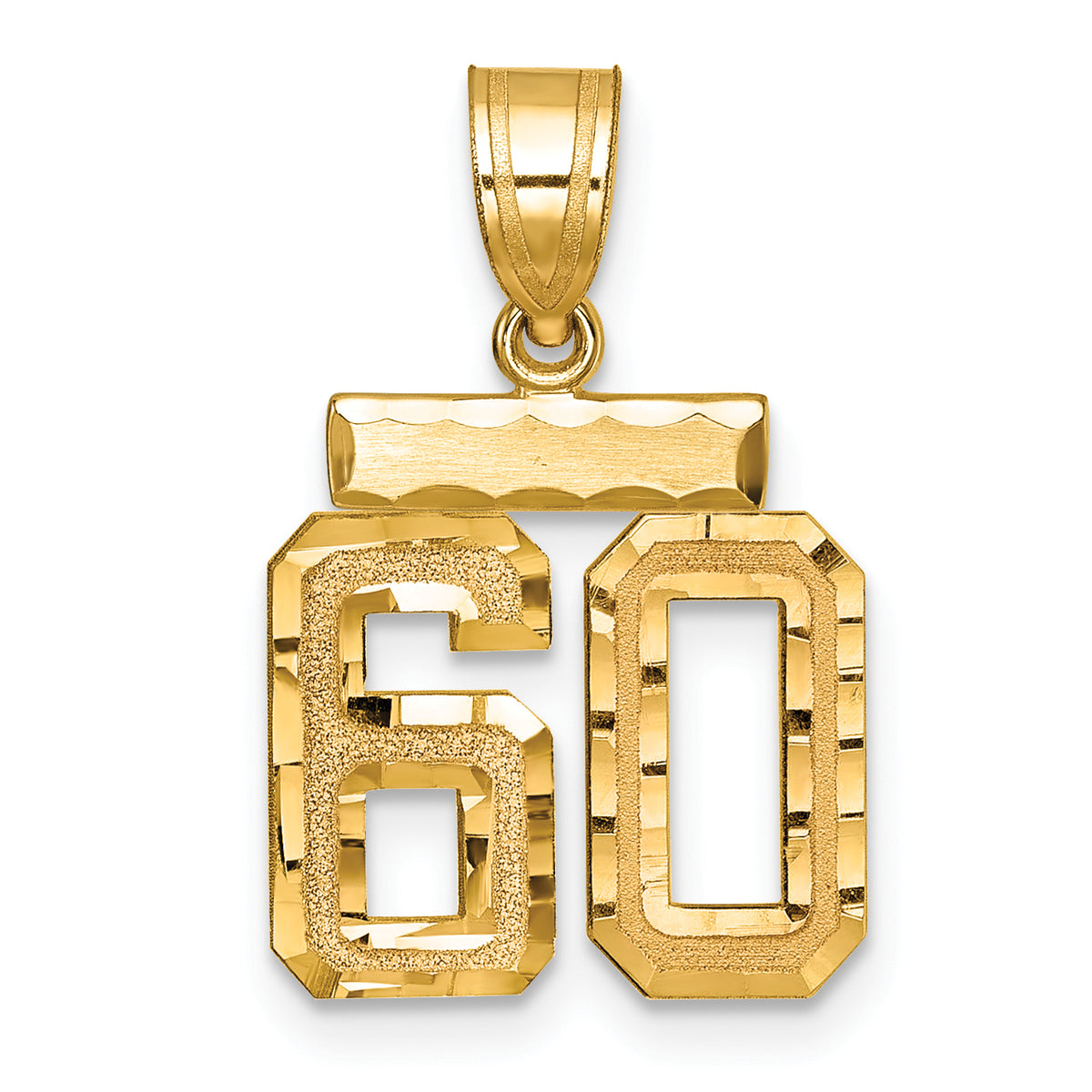 Number 60 Charm in 14K Yellow Gold, Brushed & Diamond-Cut - Sophia Jewelers