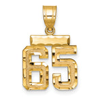 Number 65 Charm in 14K Yellow Gold, Brushed & Diamond-Cut - Sophia Jewelers