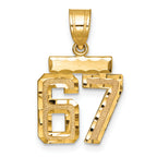 Number 67 Charm in 14K Yellow Gold, Brushed & Diamond-Cut - Sophia Jewelers