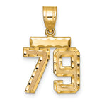 Number 79 Charm in 14K Yellow Gold, Brushed & Diamond-Cut - Sophia Jewelers