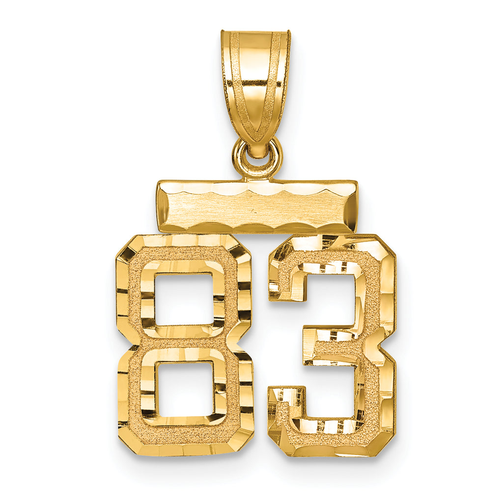 Number 83 Charm in 14K Yellow Gold, Brushed & Diamond-Cut - Sophia Jewelers