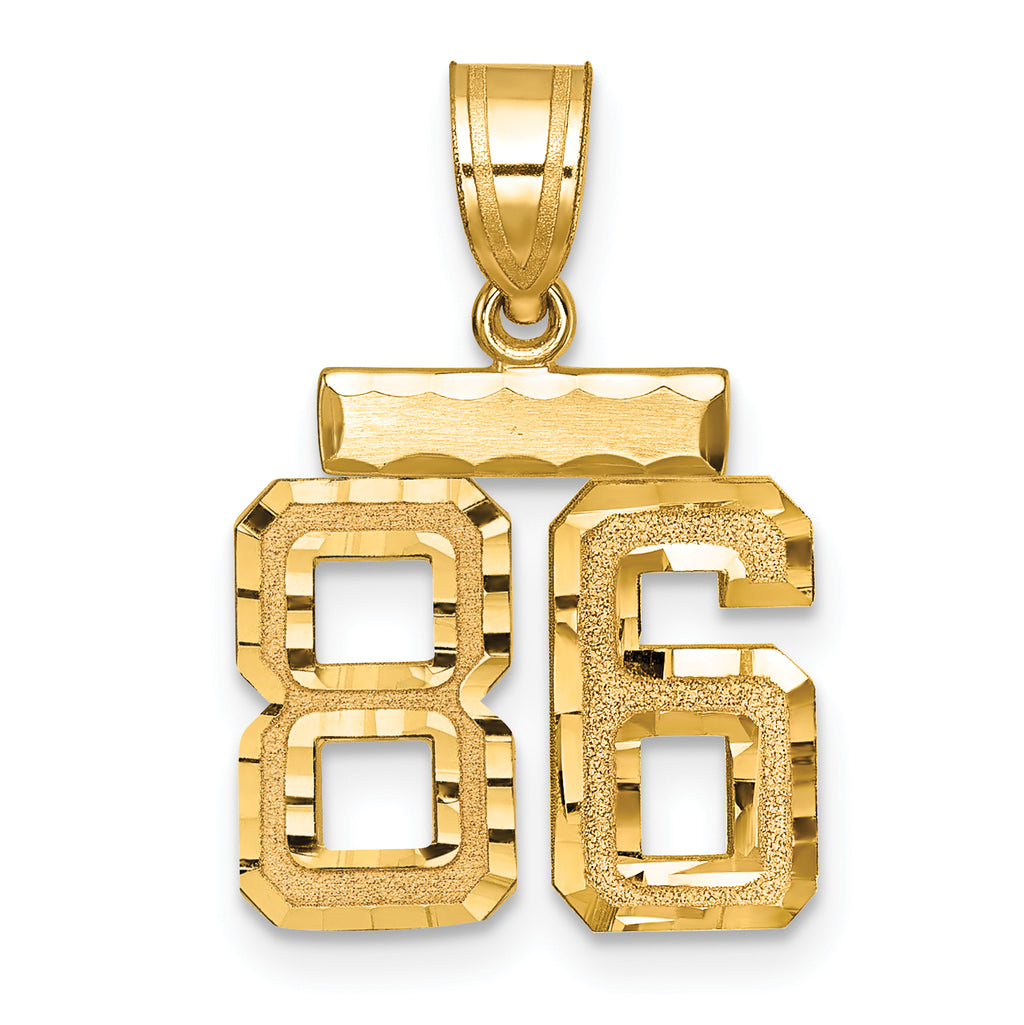 Number 86 Charm in 14K Yellow Gold, Brushed & Diamond-Cut - Sophia Jewelers