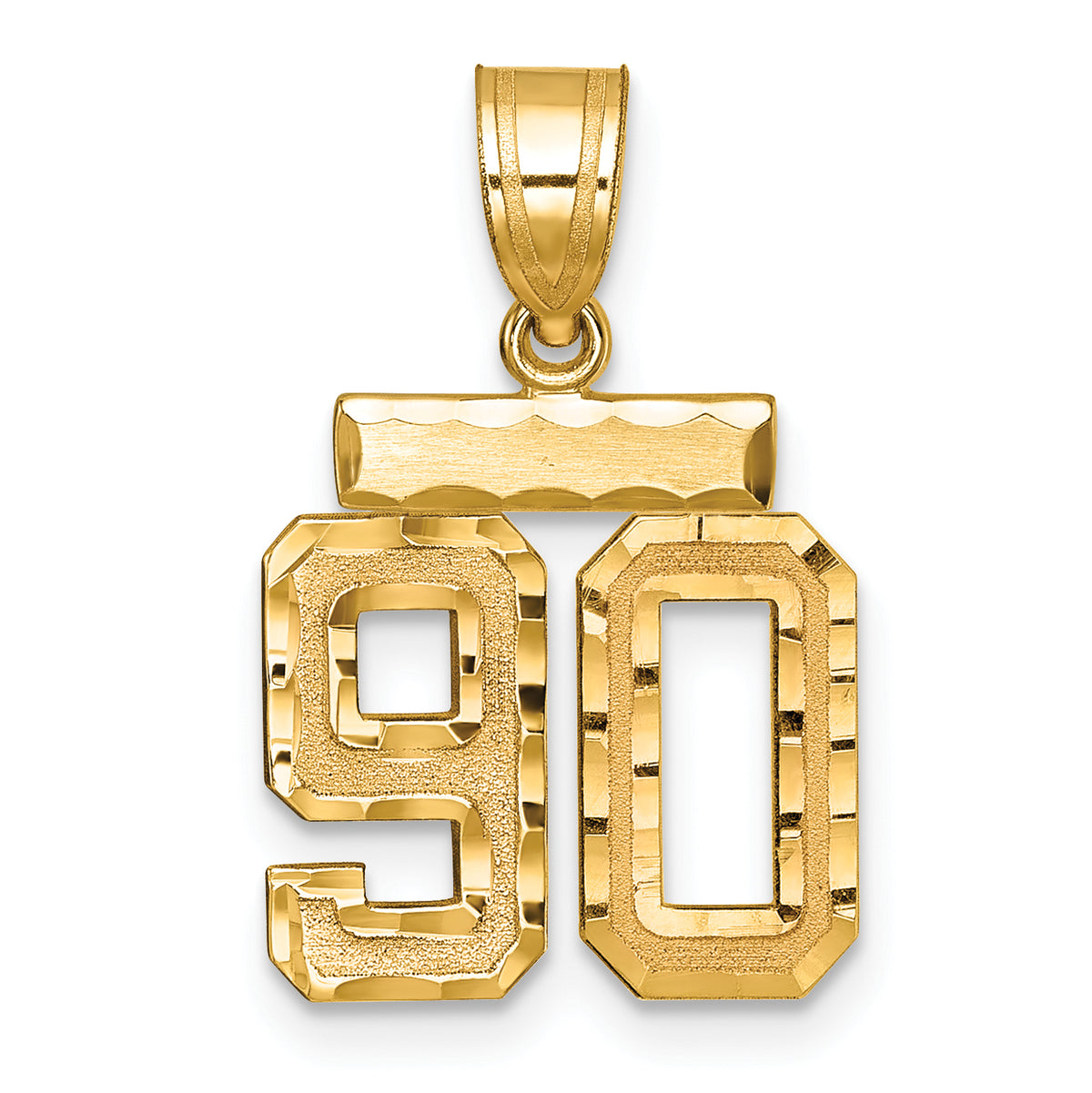 Number 90 Charm in 14K Yellow Gold, Brushed & Diamond-Cut - Sophia Jewelers
