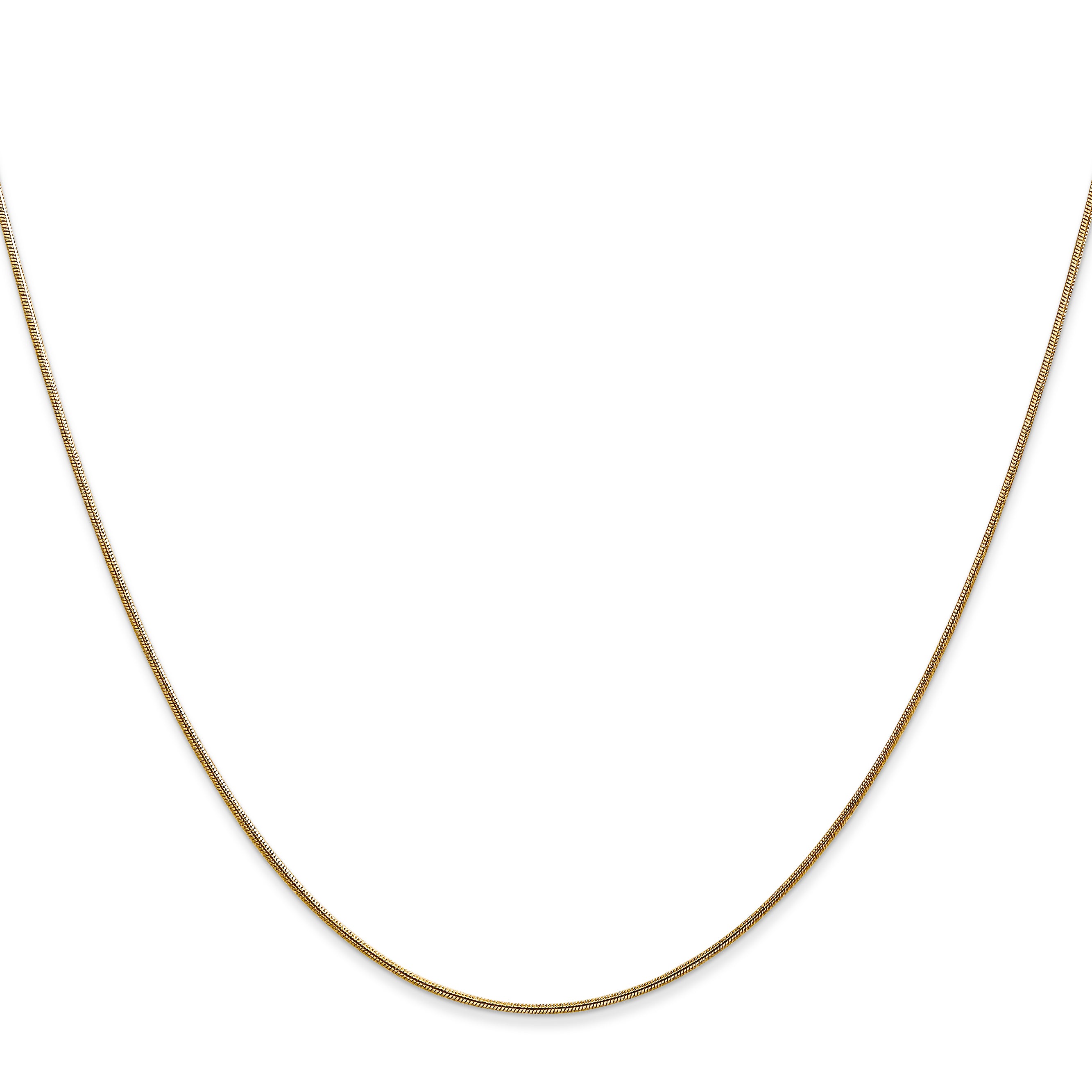 14K Yellow Gold Solid Snake Chain Necklace 0.8mm