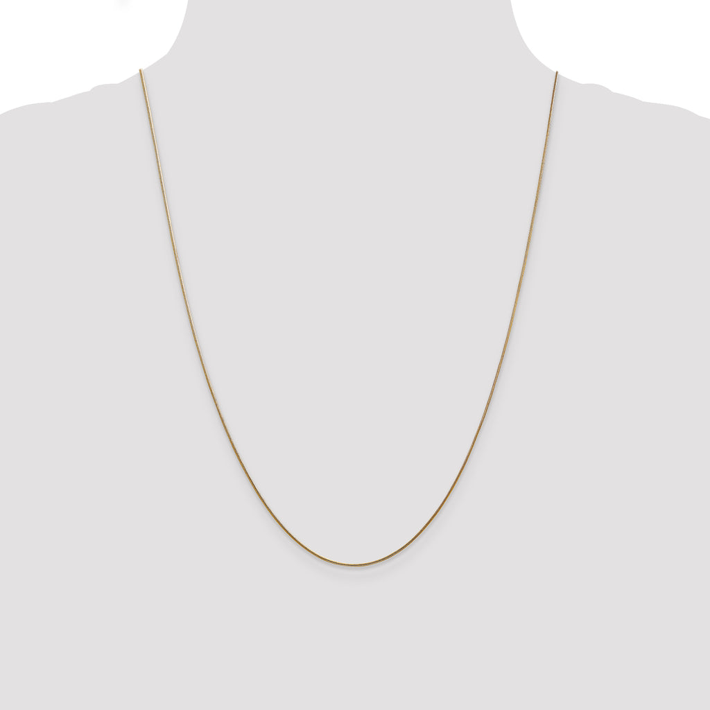 14K 10 inch .8mm Round Snake with Lobster Clasp Anklet