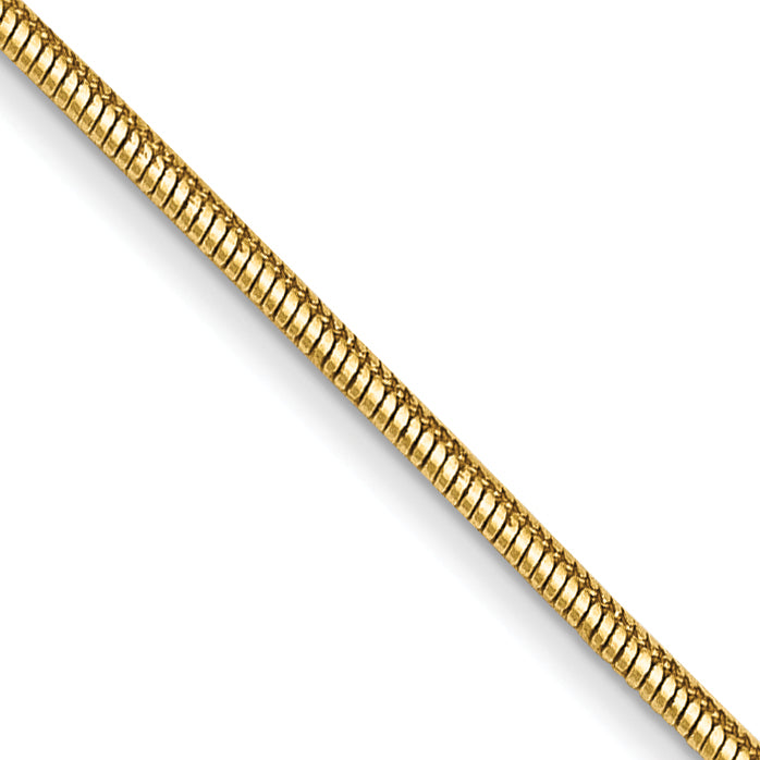 14K 10 inch .8mm Round Snake with Lobster Clasp Anklet