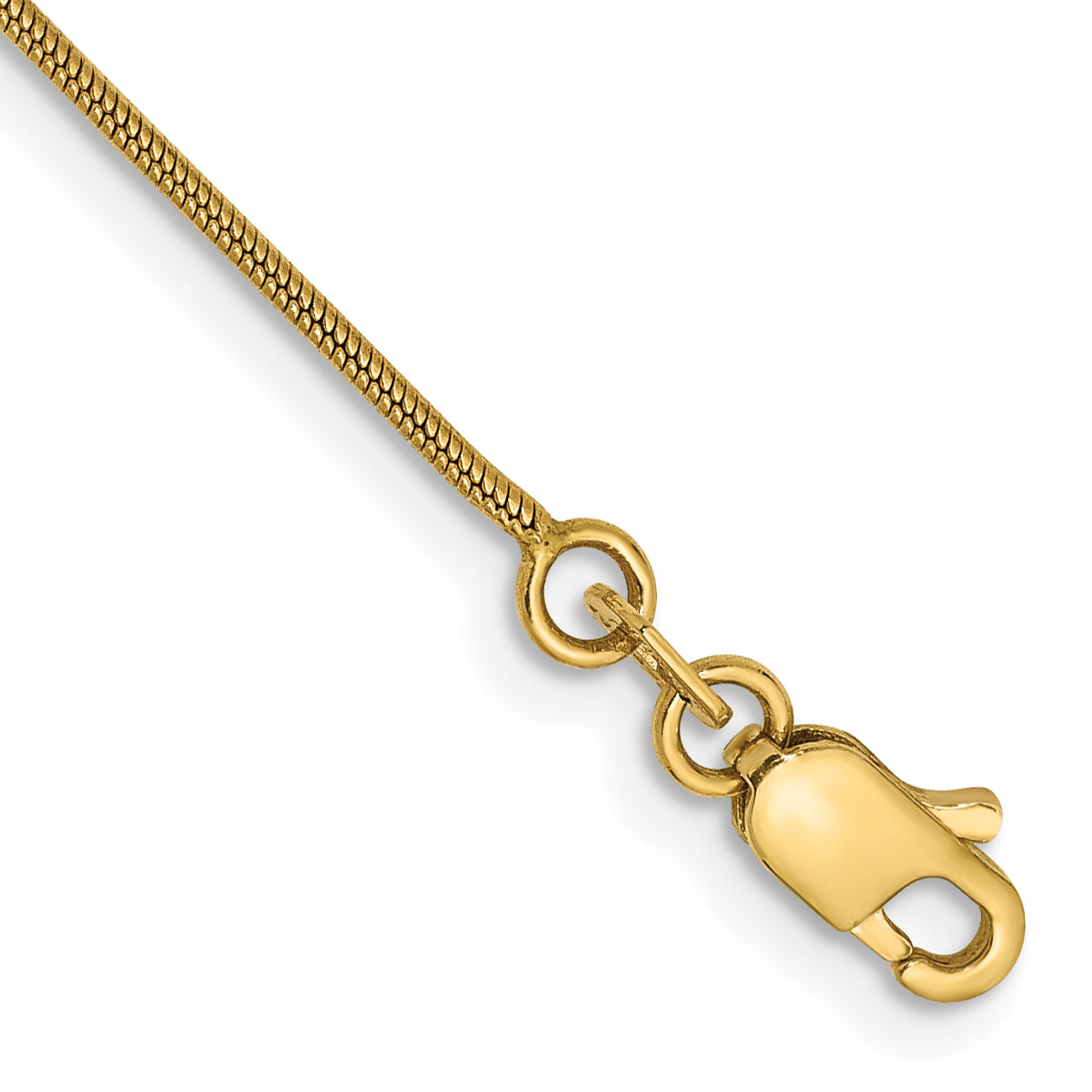14K 8 inch .9mm Round Snake with Lobster Clasp Bracelet
