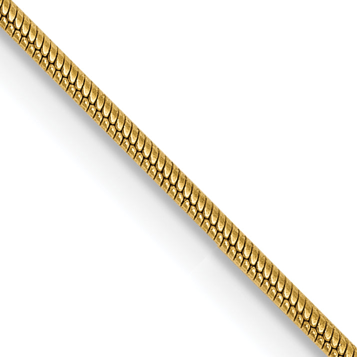 14K 8 inch .9mm Round Snake with Lobster Clasp Bracelet
