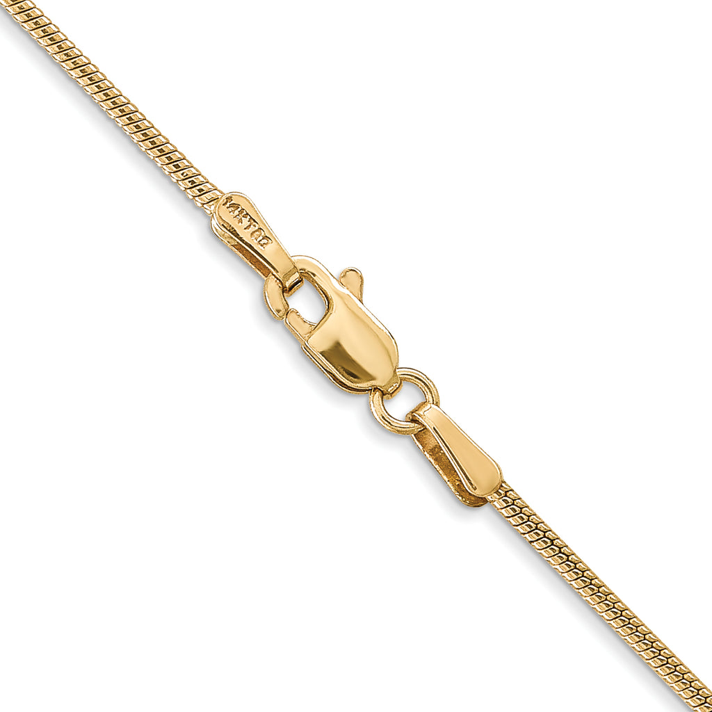 14K 16 inch 1.4mm Round Snake Lobster Clasp Chain