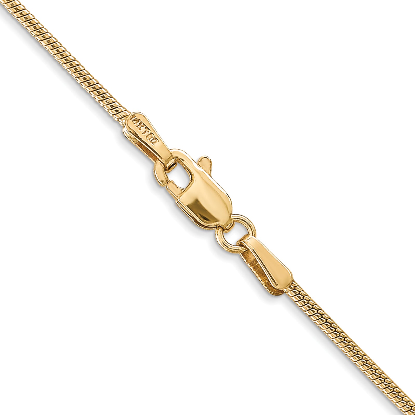 14K Yellow Gold Solid Snake Chain Necklace 1.4mm