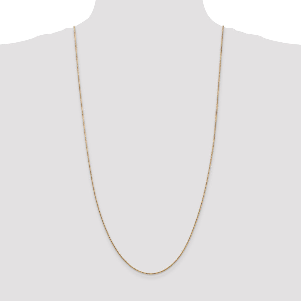14K Yellow Gold Solid Snake Chain Necklace 1.4mm