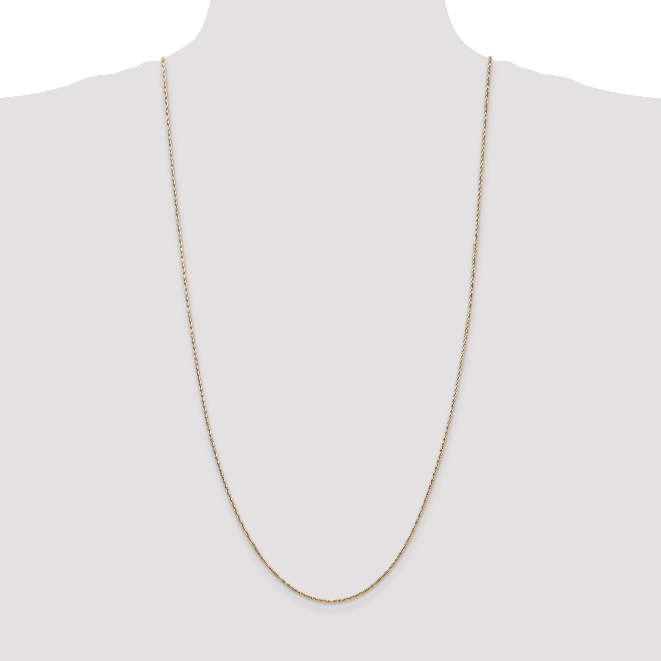 14K Yellow Gold Solid Snake Chain Necklace 1.4mm