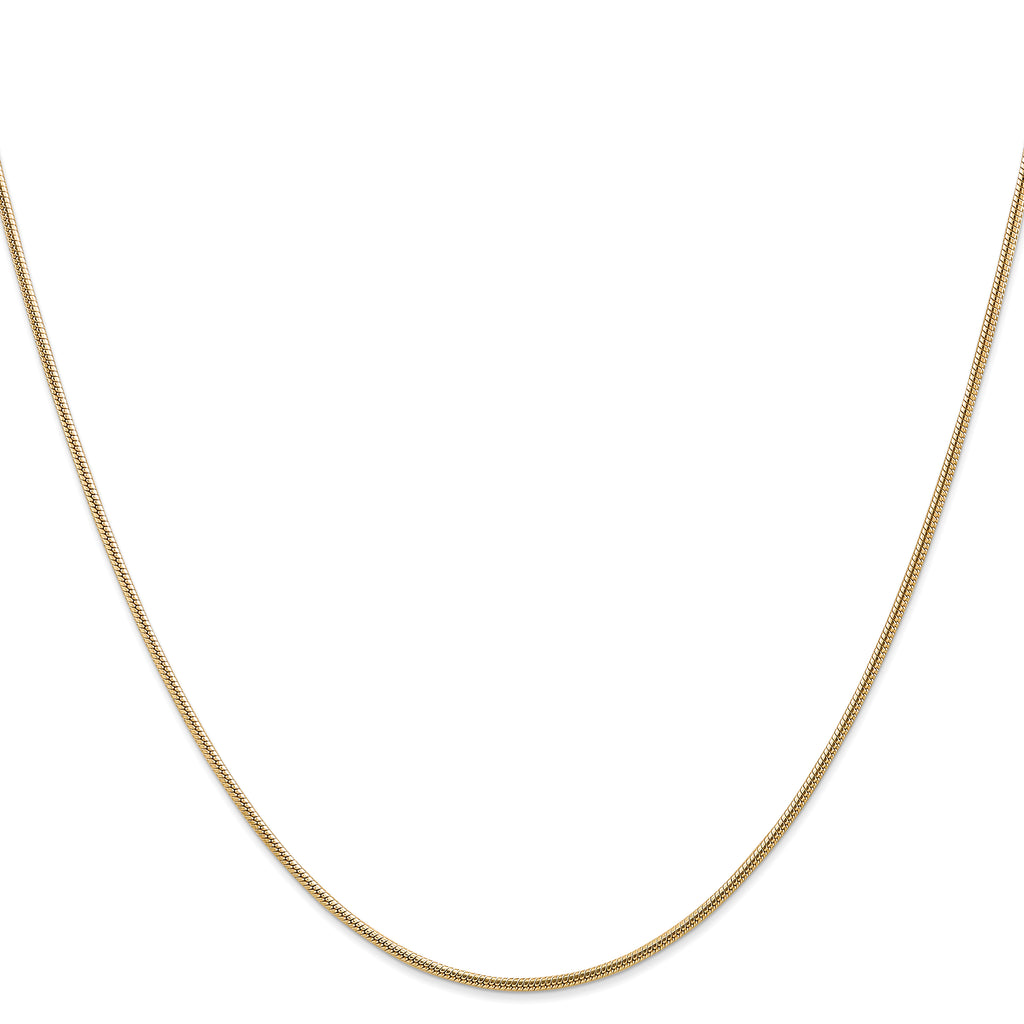 14K 8 inch 1.6mm Round Snake Lobster Clasp Bracelet