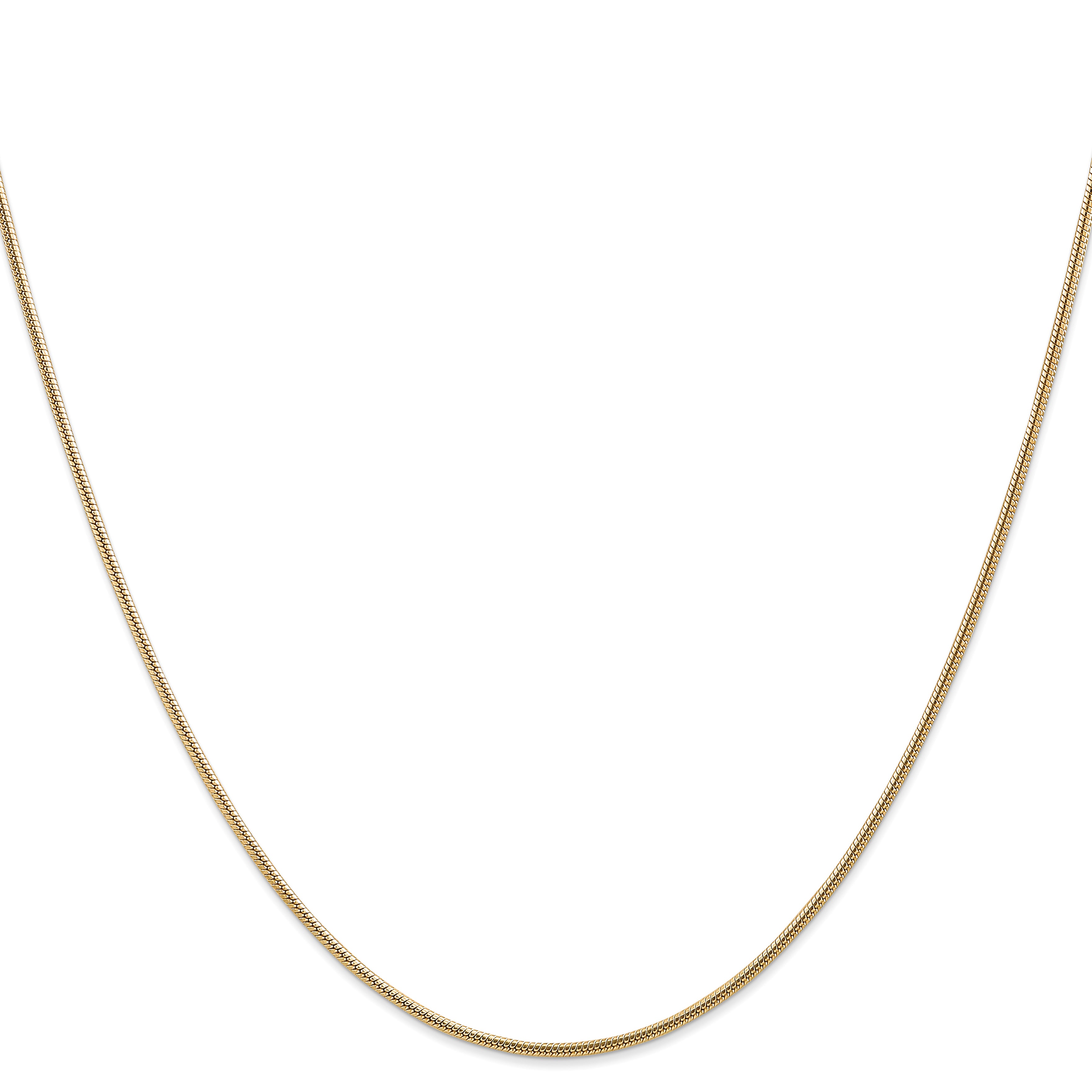 14K Yellow Gold Solid Snake Chain Necklace 1.6mm