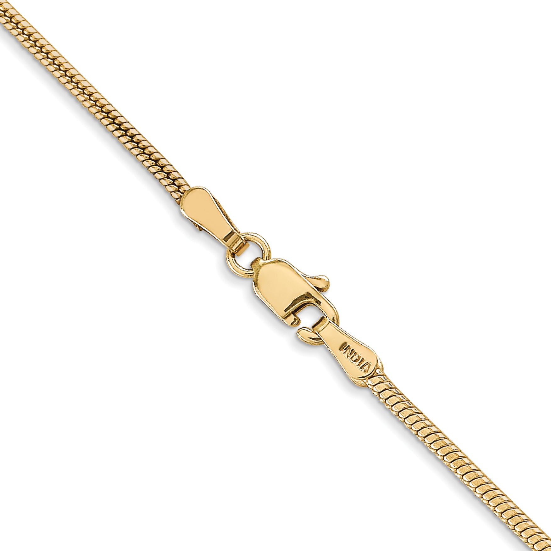 14K 8 inch 1.6mm Round Snake Lobster Clasp Bracelet
