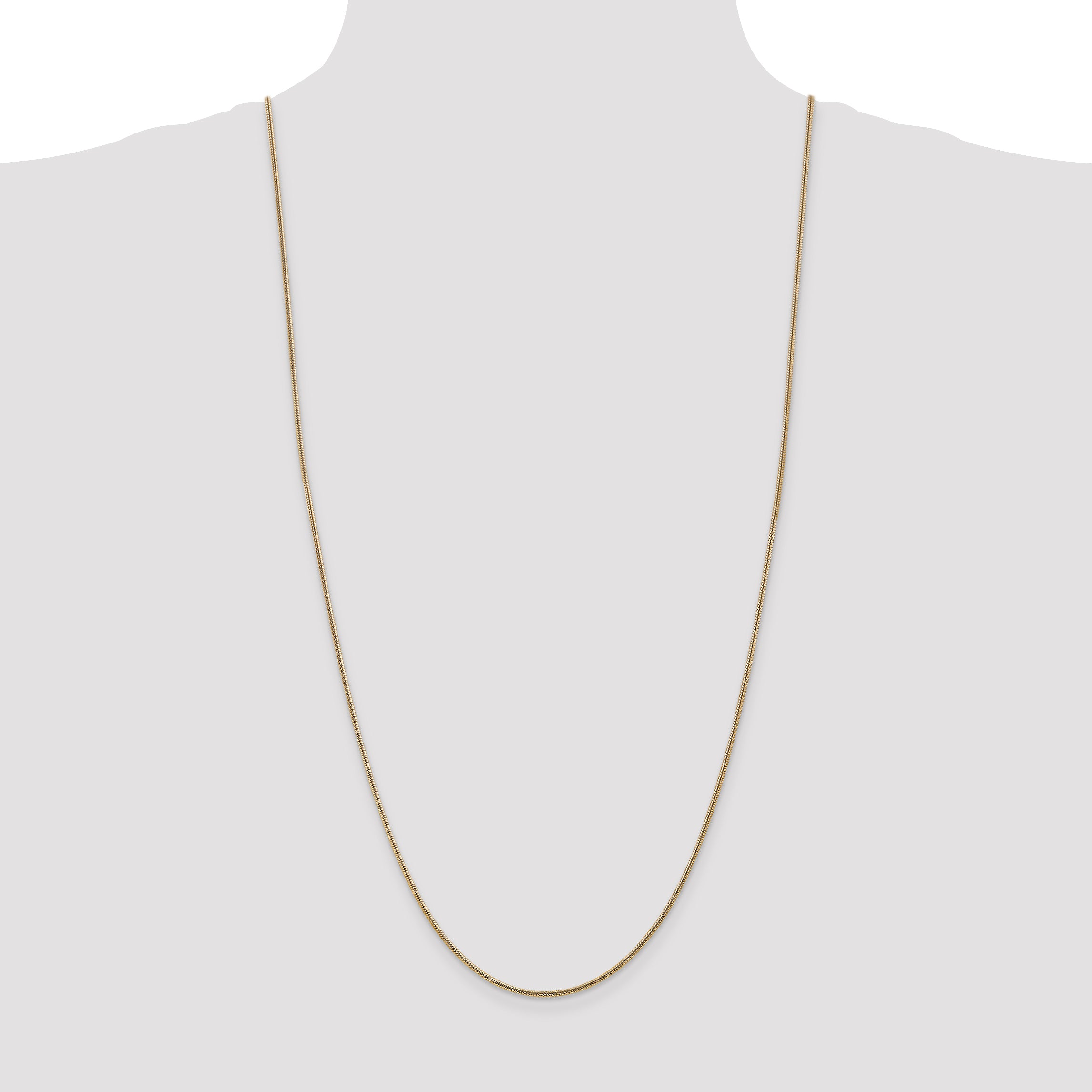 14K Yellow Gold Solid Snake Chain Necklace 1.6mm