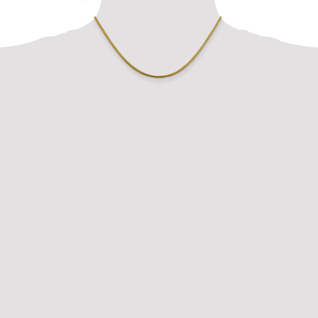 14K 16 inch 1.85mm Round Snake Lobster Clasp Chain