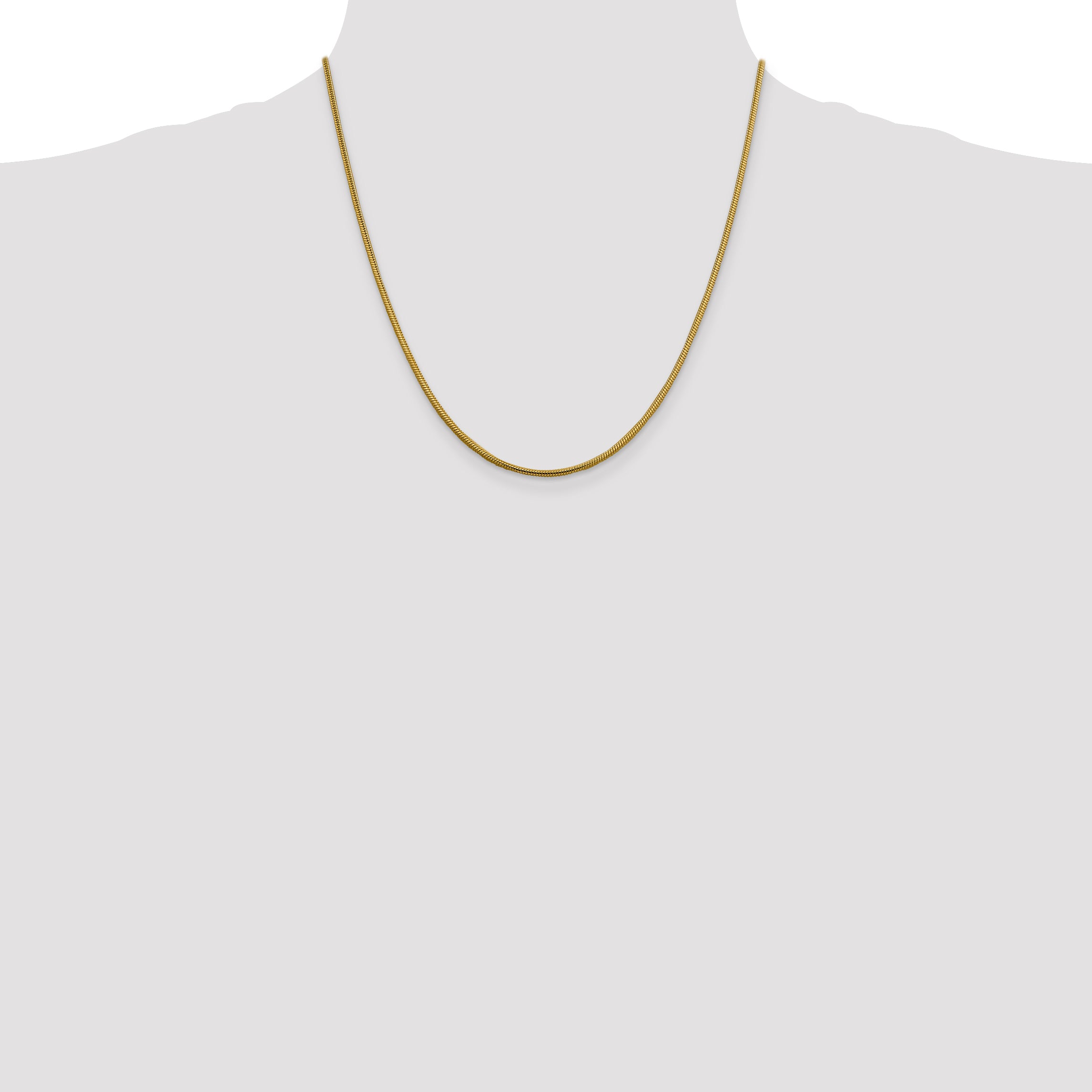 14K Yellow Gold Solid Snake Chain Necklace 1.85mm