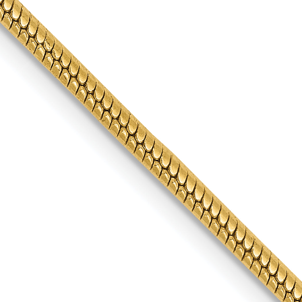 14K Yellow Gold Solid Snake Chain Necklace 1.85mm