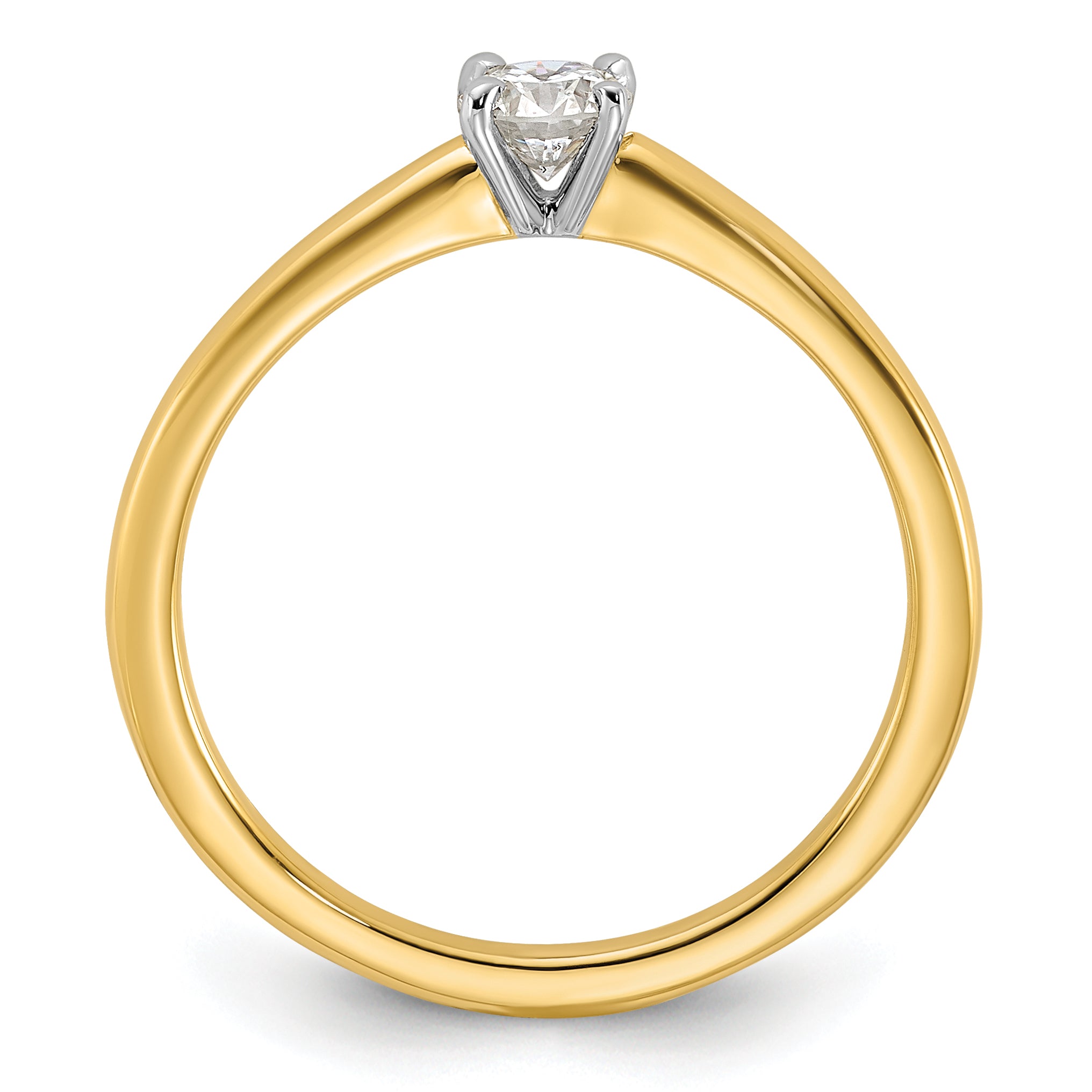 14k Two-Tone 1/4 carat Lab Grown Diamond VS+ F+ Round Complete Solitaire Engagement Ring