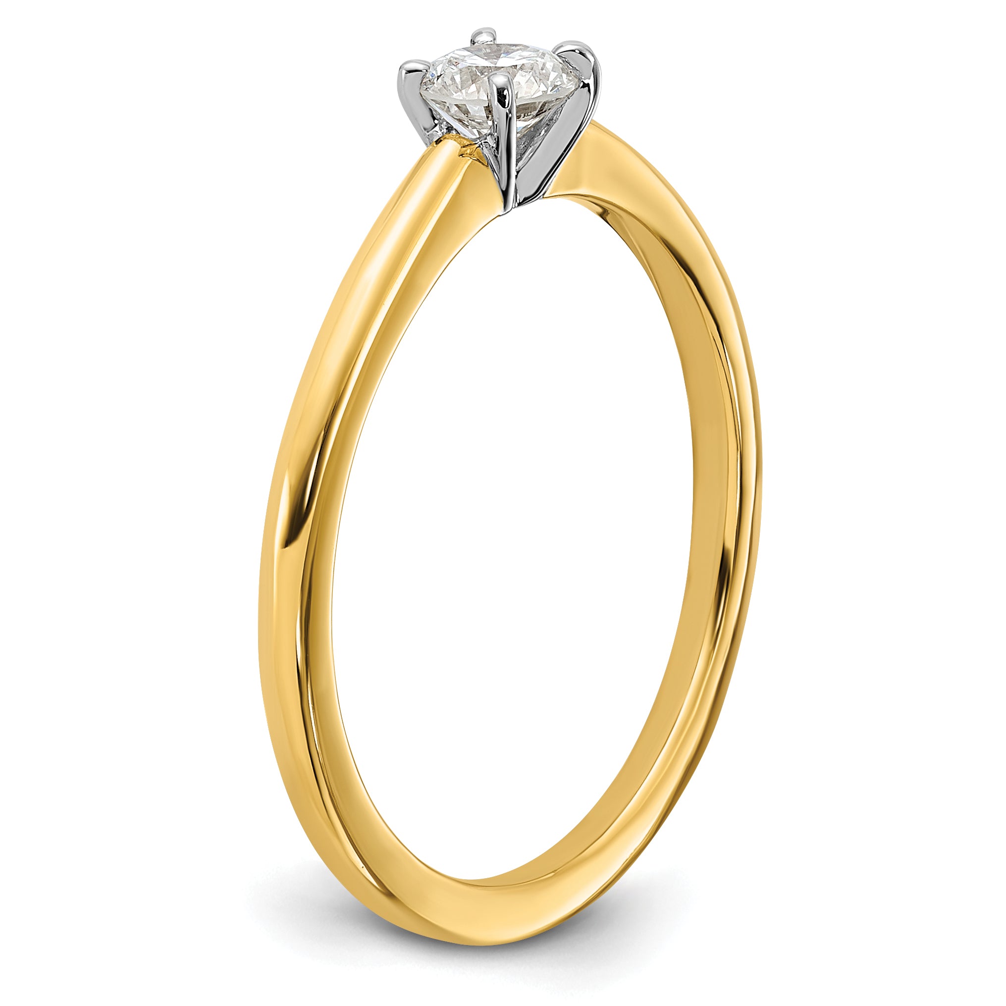 14k Two-Tone 1/4 carat Certified Lab Grown Diamond VS+ F+ Round Complete Solitaire Engagement Ring