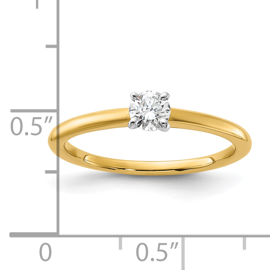 14k Two-Tone 1/4 carat Certified Lab Grown Diamond VS+ F+ Round Complete Solitaire Engagement Ring