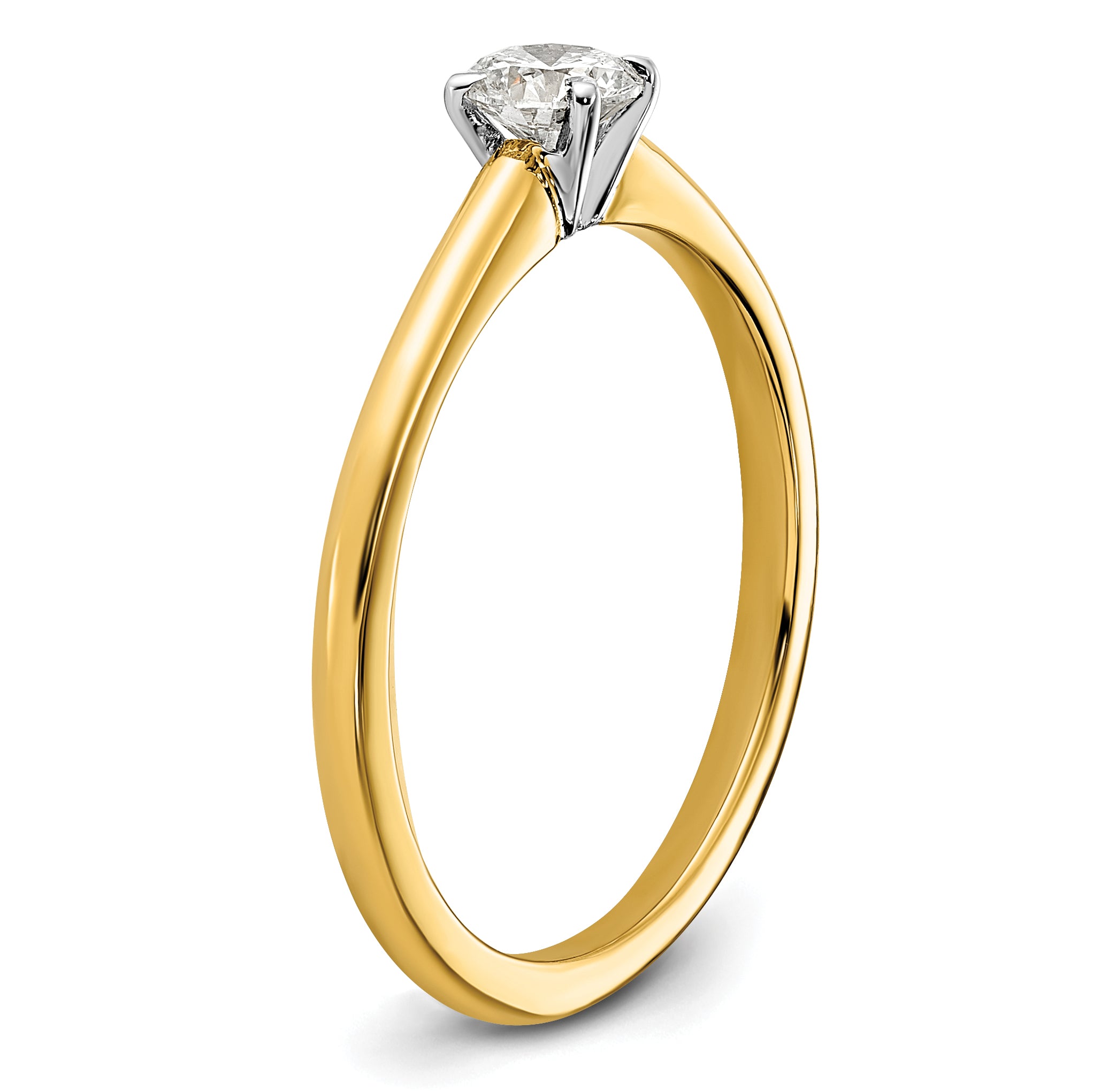 14k Two-Tone 1/3 carat Lab Grown Diamond VS+ F+ Round Complete Solitaire Engagement Ring