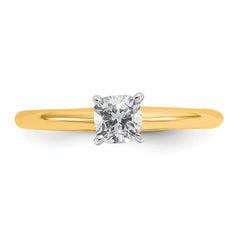 14k Two-tone 1/3 carat Certified Lab Grown Diamond VS+ F+ Cushion Complete Solitiare Engagement Ring