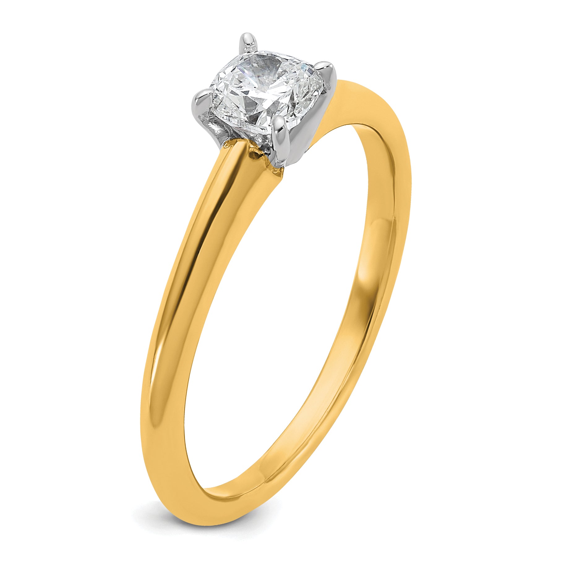 14k Two-tone 1/3 carat Lab Grown Diamond VS+ F+ Cushion Complete Solitiare Engagement Ring