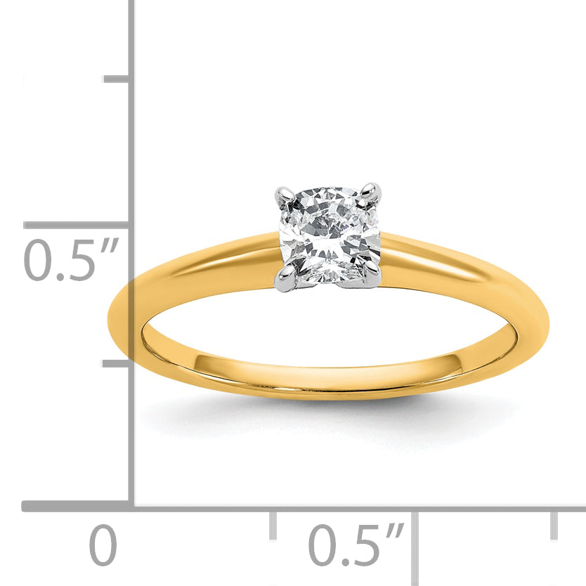 14k Two-tone 1/3 carat Lab Grown Diamond VS+ F+ Cushion Complete Solitiare Engagement Ring