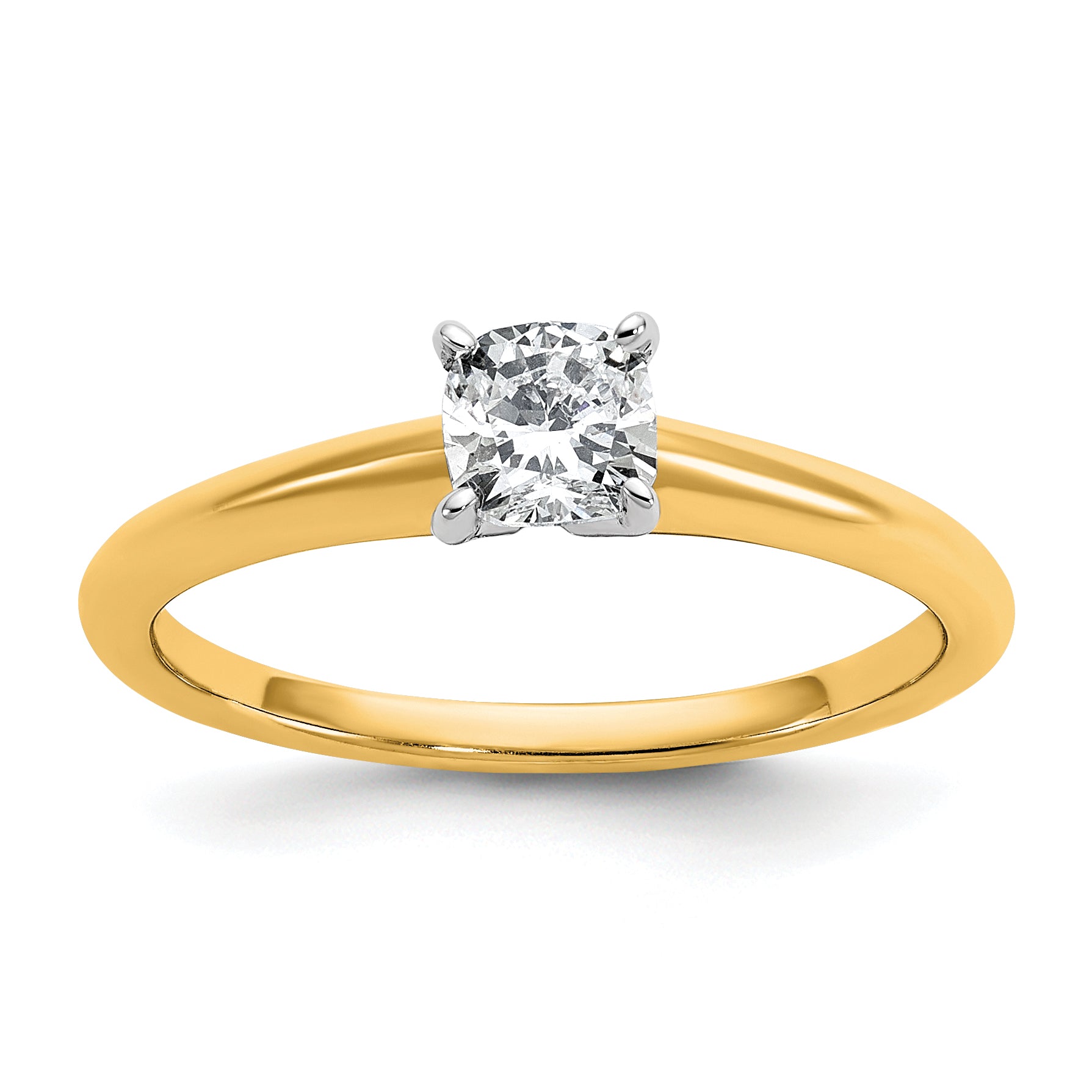 14k Two-tone 1/3 carat Certified Lab Grown Diamond VS+ F+ Cushion Complete Solitiare Engagement Ring