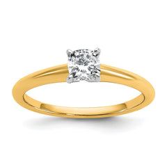 14k Two-tone 1/3 carat Certified Lab Grown Diamond VS+ F+ Cushion Complete Solitiare Engagement Ring