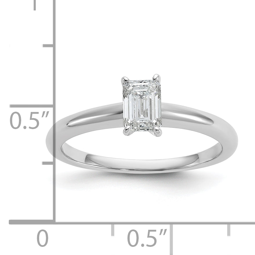 14k White Gold 1/2 carat Certified Lab Grown Diamond VS+ F+ Emerald Solitare Complete Engagement Ring