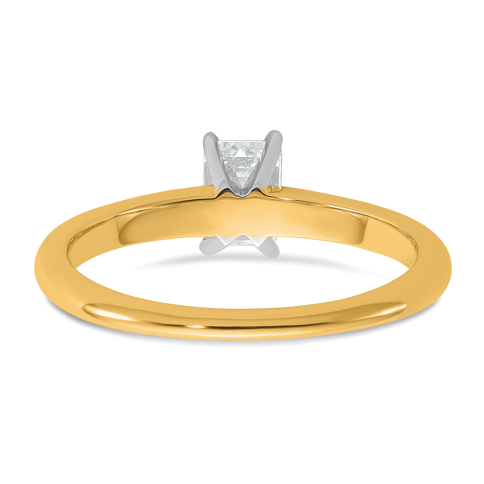 14k Two-tone 1/2 carat Certified Lab Grown Diamond VS+ F+ Emerald Solitare Complete Engagement Ring