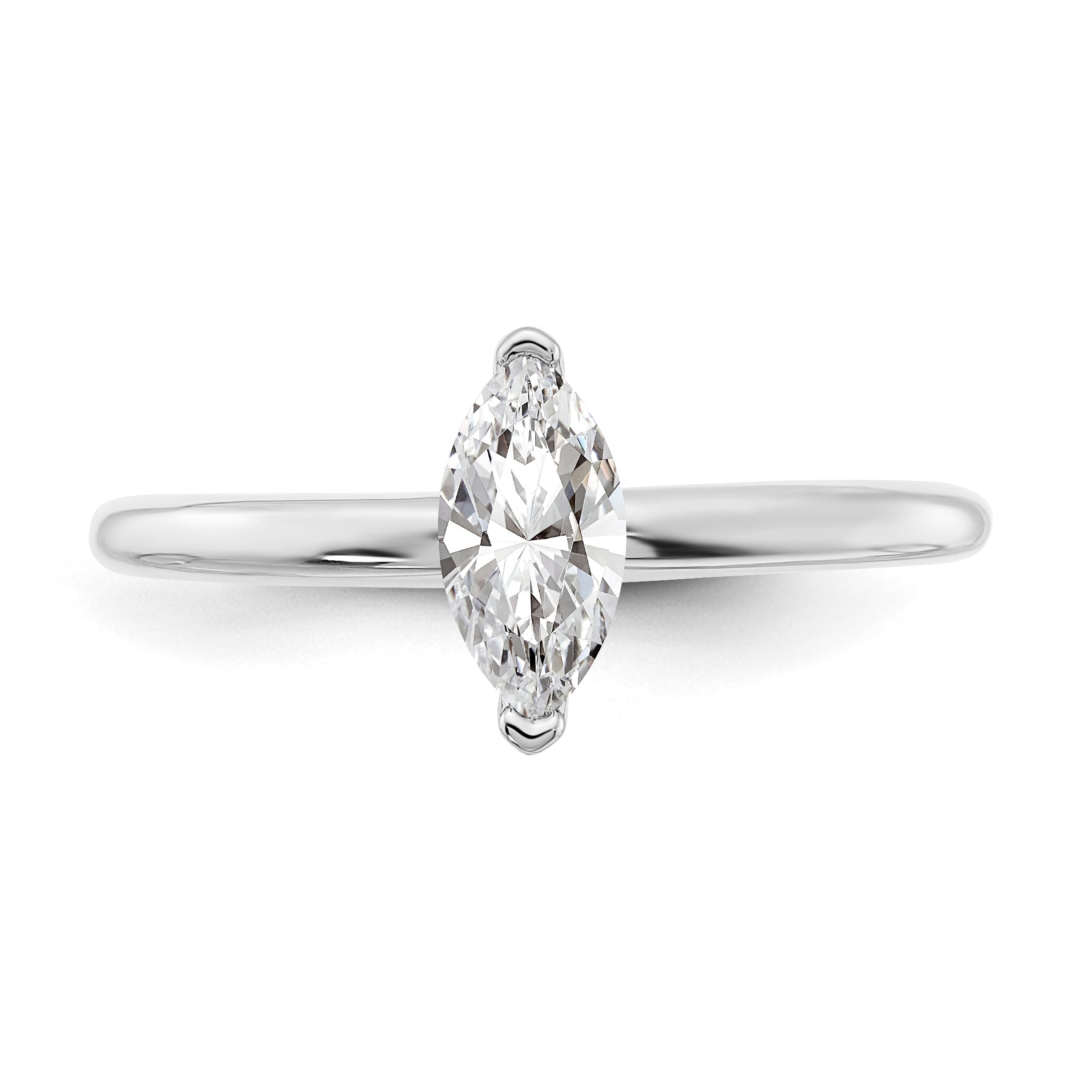 14k White Gold 1/2 carat Certified Lab Grown Diamond VS+ F+ Marquise Solitare Complete Engagement Ring