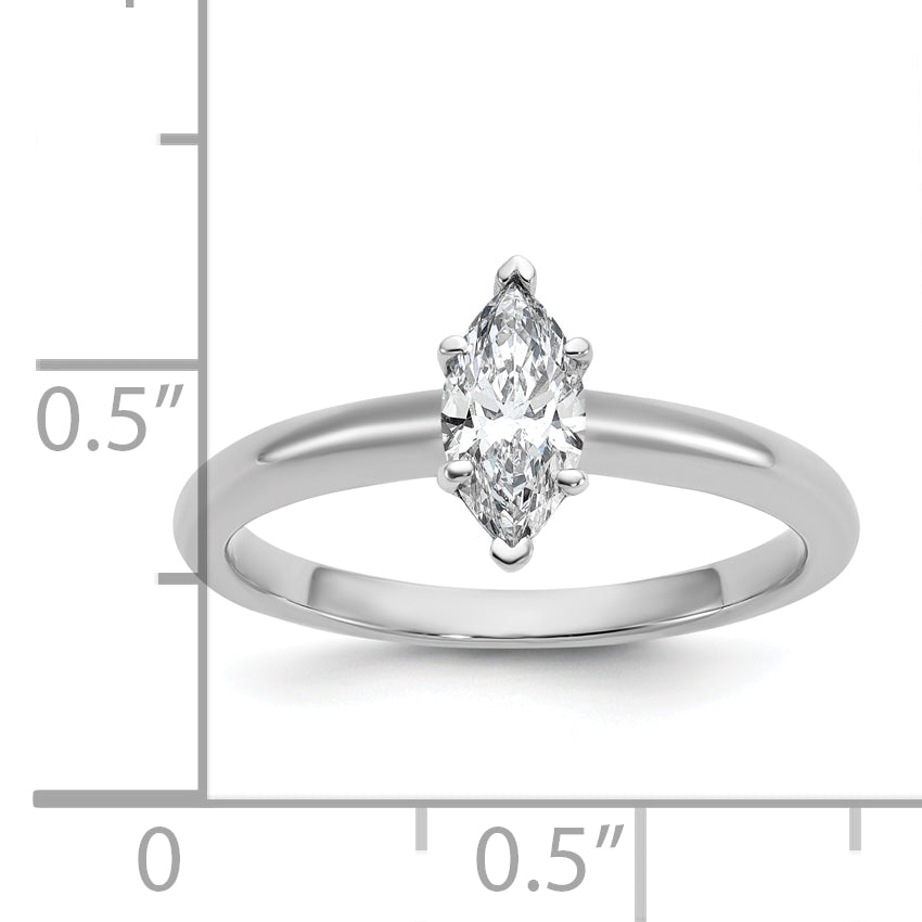 14k White Gold 1/2 carat Certified Lab Grown Diamond VS+ F+ Marquise Solitare Complete Engagement Ring