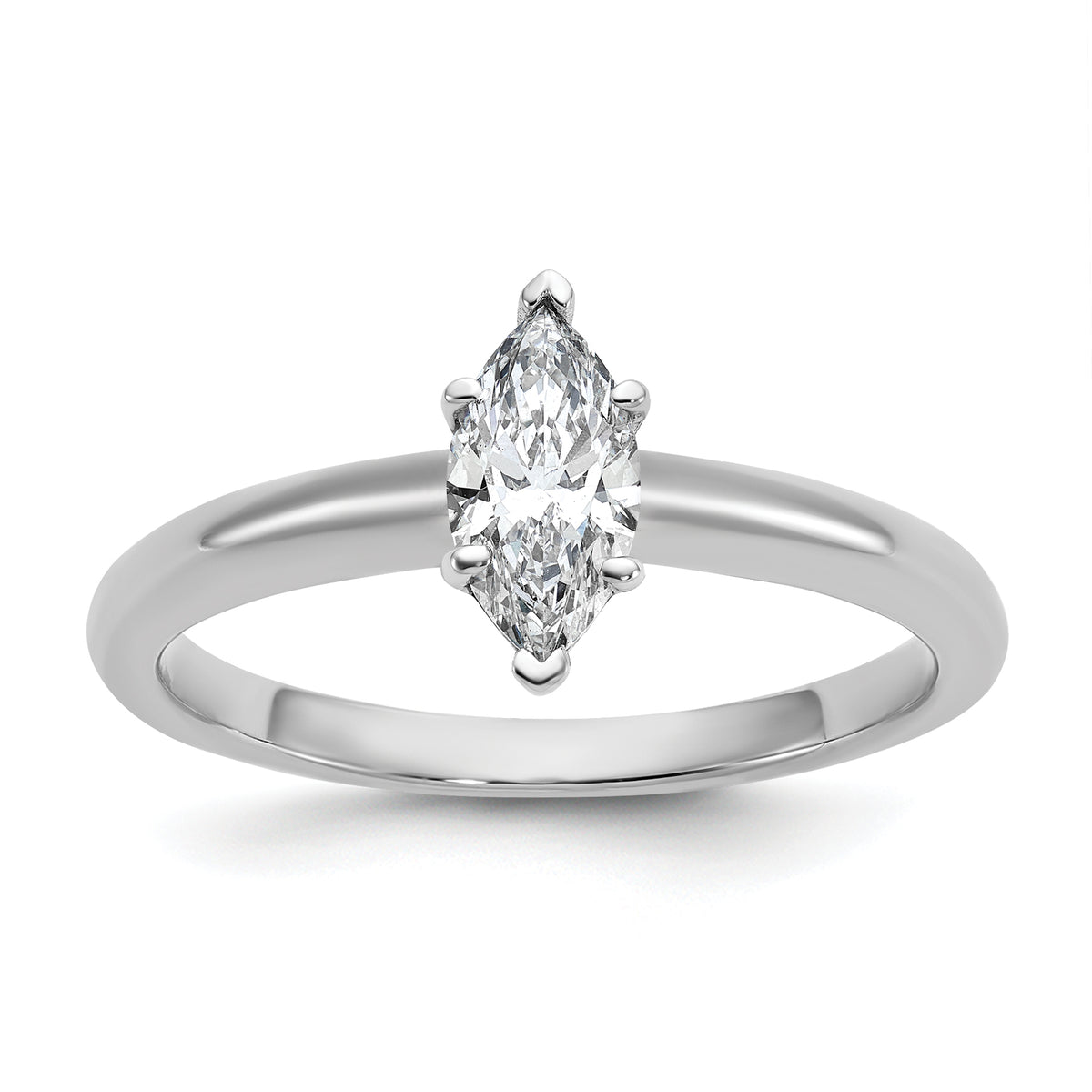 14k White Gold 1/2 carat Certified Lab Grown Diamond VS+ F+ Marquise Solitare Complete Engagement Ring