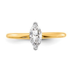 14k Two-tone 1/2 carat Certified Lab Grown Diamond VS+ F+ Marquise Solitare Complete Engagement Ring
