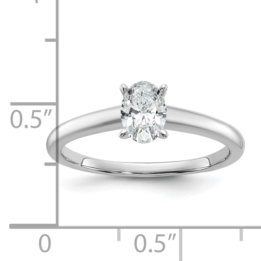 14k White Gold 1/2 carat Certified Lab Grown Diamond VS+ F+ Oval Complete Solitaire Engagement Ring