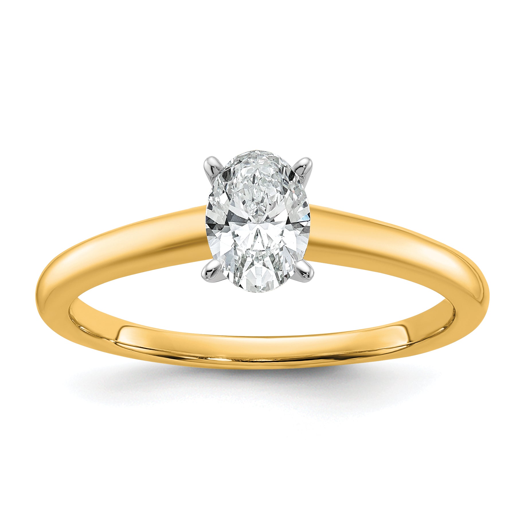 14k Two-Tone 1/2 carat Certified Lab Grown Diamond VS+ F+ Oval Complete Solitaire Engagement Ring